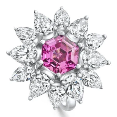 Bliss Diamond 7.18ct Pink Topaz Diamond Anniversary Ring Gold Lab Grown