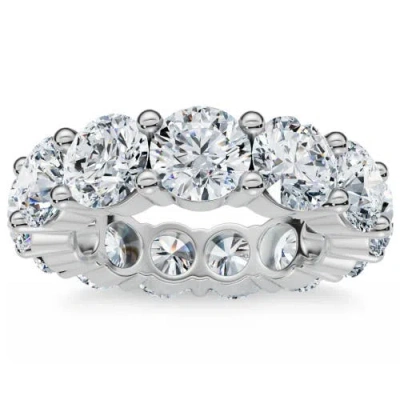 Bliss Diamond 7ct Diamond Round Cut Eternity Ring 14k Gold Lab Grown Anniversary Band In Silver