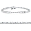 Bliss Diamond 7ct Emerald Cut Diamond East West Tennis Bracelet 14k Gold Lab Grown In Silver