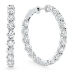 Bliss Diamond 7ct Tw Round Diamond Inside Outside Hoops Vault Lock 14k Gold Lab Grown In Silver