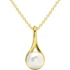 Bliss Diamond 7mm Pearl Solitaire Pendant 14k Gold 18" Necklace 18mm Tall In 14k Yellow Gold