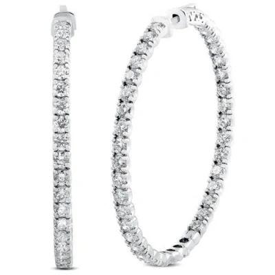 Bliss Diamond 8.00ct 2" Diamond Inside Outside Hoops 14k Gold Lab Grown In 14k White Gold