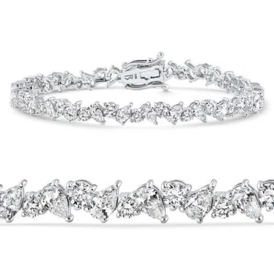 Bliss Diamond 8ct Pear & Round Diamond Tennis Bracelet 14k Gold 7" Lab Grown In 14k White Gold
