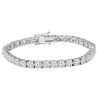 Bliss Diamond 9 Ct Round Lab-created Diamond Tennis Bracelet 14k Gold 7" In 14k White Gold