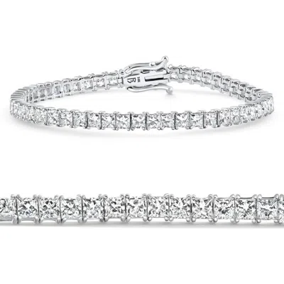 Bliss Diamond 9.20ct Princess Cut Diamond 7" Tennis Bracelet 14k Gold Lab Grown In 14k White Gold
