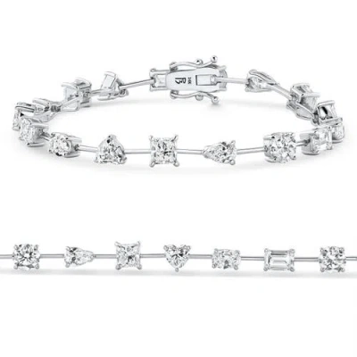 Bliss Diamond 9ct Mixed Cut Spaced Diamond Tennis Bracelet 14k Gold Lab Grown 7" In 14k White Gold