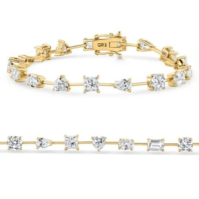 Bliss Diamond 9ct Mixed Cut Spaced Diamond Tennis Bracelet 14k Gold Lab Grown 7" In 14k Yellow Gold