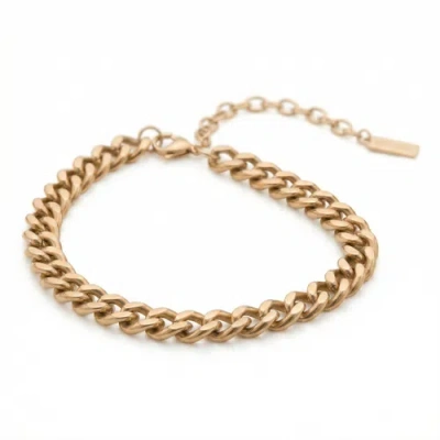 Bliss Diamond Alize Necklace 18k Gold Plated 14" 12mm Width Curb Chain With 4" Extender