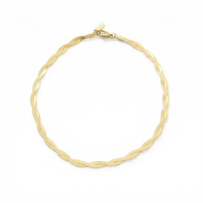Bliss Diamond Amina Anklet 18k Gold Plated 10" 6mm Total Width Herringbone Chain