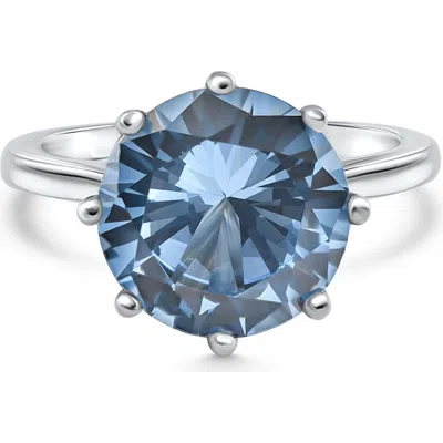 Bliss Diamond Aquamarine Solitaire Flower Ring 14k Gold 10mm Lab Grown