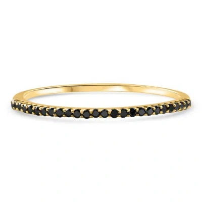 Bliss Diamond Black Diamond Thin Wedding Ring Gold Stackable Anniversary Band