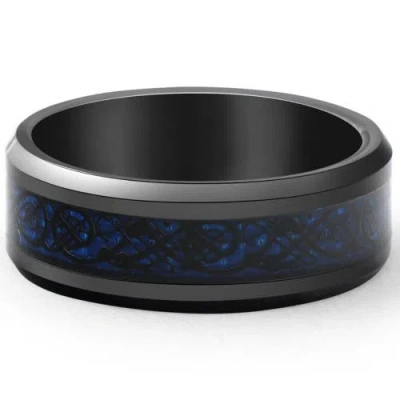 Bliss Diamond Black Dragon Black Tungsten Ring 8mm Wedding Band Comfort Fit Ring