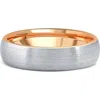 Bliss Diamond Brushed Tungsten & Gold Plated Two Tone 6mm Ring Wedding Band