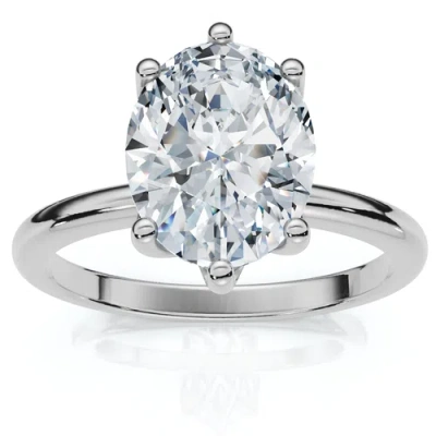 Bliss Diamond Certified 1 1/2ct Lotus Solitaire Diamond Engagement Ring 14k Gold Lab Grown In Silver