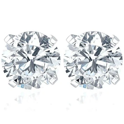 Bliss Diamond Certified 1 1/2ct Round Cut Diamond Studs In Silver
