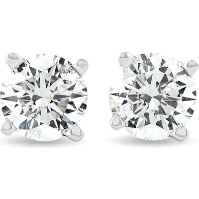 Bliss Diamond Igi Certified 1 Ct Diamond Studs 14k Gold Screw Back Earrings In Silver