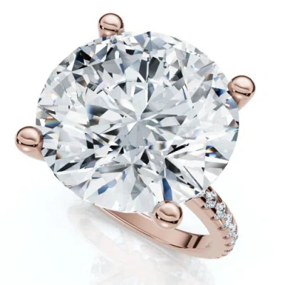 Bliss Diamond Certified 10 1/3ct Round Diamond Engagement Ring With Accents 14k Gold Lab Grown In 14k Rose Gold