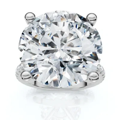 Bliss Diamond Certified 10 1/3ct Round Diamond Engagement Ring With Accents 14k Gold Lab Grown In 14k White Gold