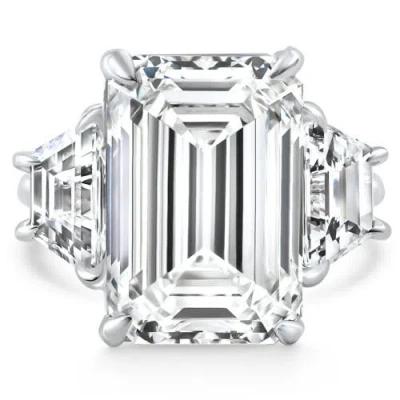 Bliss Diamond Certified 11.90ct Emerald Diamond & Trapezoid Engagement Ring Lab Grown 14k Gold In 14k White Gold