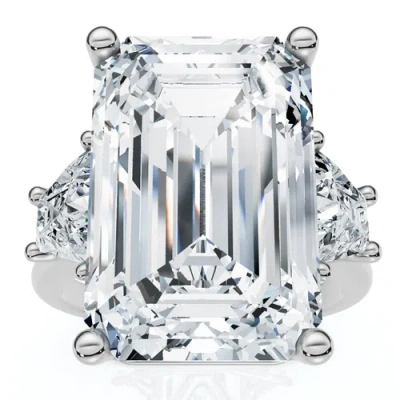 Bliss Diamond Certified 11.90ct Emerald Diamond Engagement Ring 14k Gold Lab Grown In 14k White Gold