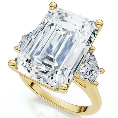 Bliss Diamond Certified 11.90ct Emerald Diamond Engagement Ring 14k Gold Lab Grown In 14k Yellow Gold