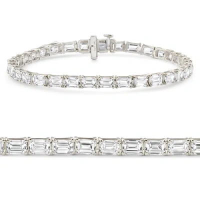 Bliss Diamond Certified 12.25ct Emerald Cut Diamond Tennis Bracelet Gold Lab Grown In Metallic