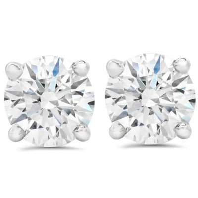 Bliss Diamond Certified 1/2ct Tw Natural Diamond Screw Back Studs Gold Earrings In Silver
