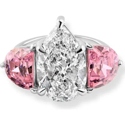 Bliss Diamond Certified 15.40ct Pear Shape Diamond Engagement Ring 14k White Gold Lab Grown