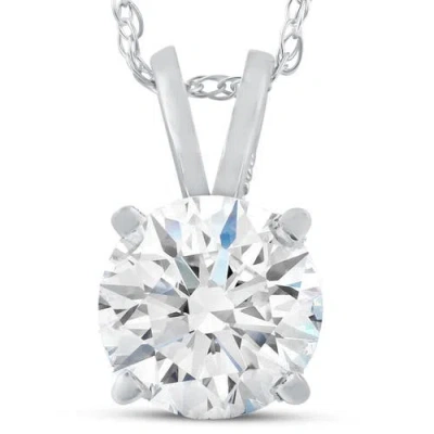 Bliss Diamond Certified 1ct Round Diamond Solitaire Pendant Gold Necklace Lab Grown In 14k White Gold