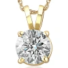 Bliss Diamond Certified 1ct Round Diamond Solitaire Pendant Gold Necklace Lab Grown In 14k Yellow Gold