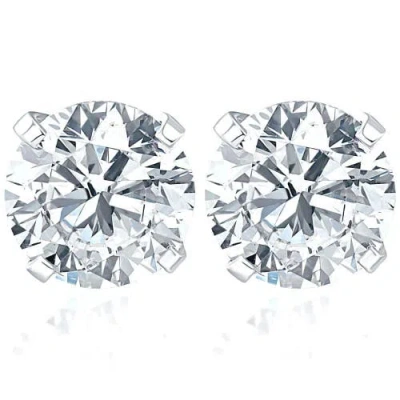Bliss Diamond Certified 1ct Tw Round Diamond Studs 14k Gold Lab Grown In Silver