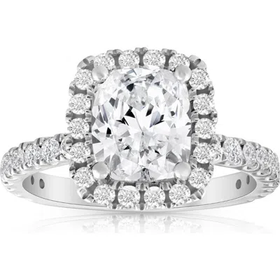 Bliss Diamond Certified 2 1/2ct Cushion Halo Diamond Engagement Ring 14k Gold Lab Grown In 14k White Gold