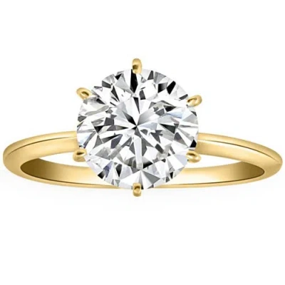 Bliss Diamond Certified 2 1/2ct Lab Grown Diamond Solitaire Thin Engagement Ring 14k Gold In Gray