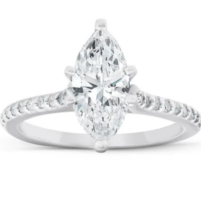 Bliss Diamond Certified 2 1/2ct Marquise Diamond Engagement Ring Lab Grown Gold In 14k White Gold