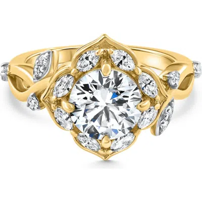 Bliss Diamond Certified 2.62ct Round Diamond Engagement Vine Petal Ring 14k Yellow Gold In 14k White Gold