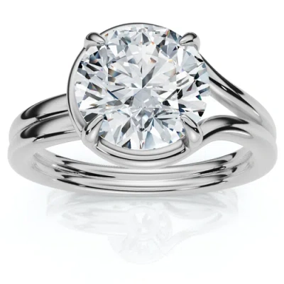 Bliss Diamond Certified 2ct Blaire Diamond Knot Solitaire Engagement Ring 14k Gold Lab Grown In Metallic