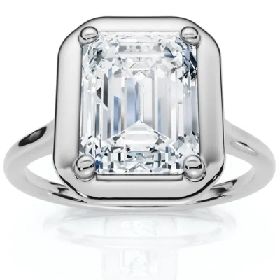 Bliss Diamond Certified 2ct Emerald Cut Adriana Diamond Engagement Ring 14k Gold Lab Grown In White