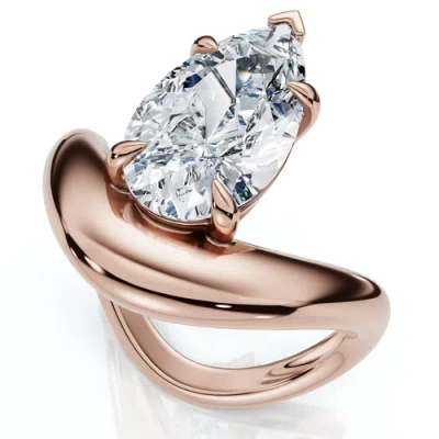 Bliss Diamond Certified 2ct Minali Curved Pear Diamond Engagement Ring 14k Gold/pt Lab Grown