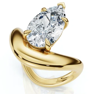 Bliss Diamond Certified 2ct Minali Curved Pear Diamond Engagement Ring 14k Gold/pt Lab Grown