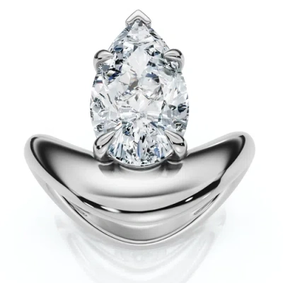 Bliss Diamond Certified 2ct Minali Curved Pear Diamond Engagement Ring 14k Gold/pt Lab Grown In Silver