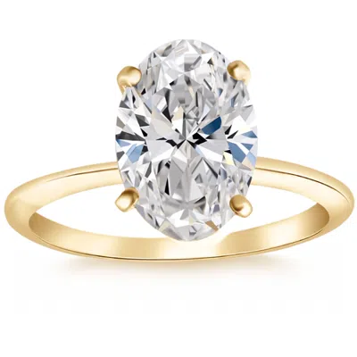 Bliss Diamond Certified 2ct Oval Diamond Solitaire Thin Engagement Ring Gold Lab Grown In 14k Yellow Gold