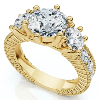 Bliss Diamond Certified 3 1/2ct Elizabeth Diamond Engagement Vintage Ring 14k Gold Lab Grown