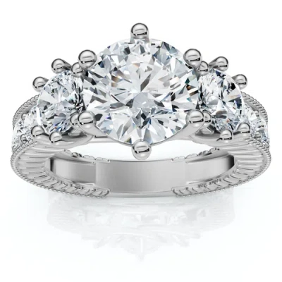 Bliss Diamond Certified 3 1/2ct Elizabeth Diamond Engagement Vintage Ring 14k Gold Lab Grown In Gray