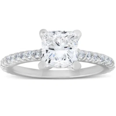 Bliss Diamond Certified 3 1/2ct Princess Cut Diamond Engagement Ring 14k Gold Lab Grown In 14k White Gold
