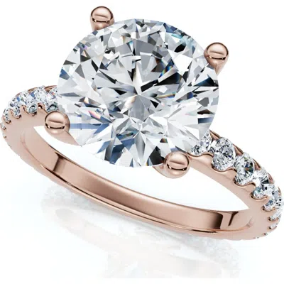 Bliss Diamond Certified 3.40ct Round Cut Diamond Engagement Ring 14k Gold Lab Grown In 14k Rose Gold
