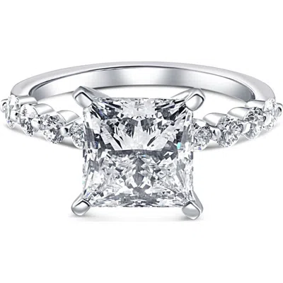 Bliss Diamond Certified 3.44ct Princess Cut Diamond Engagement Ring 14k Gold Lab Grown In 14k White Gold