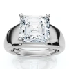 Bliss Diamond Certified 3ct Asscher Cut Solitaire Cigar Band 14k Gold Or Platinum Lab Grown In Silver
