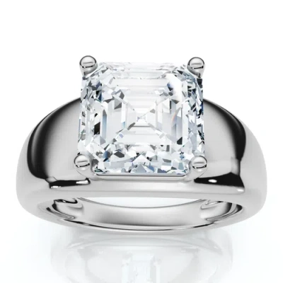 Bliss Diamond Certified 3ct Asscher Cut Solitaire Cigar Band 14k Gold Or Platinum Lab Grown In Silver