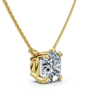 Bliss Diamond Certified 3ct Cushion Solitaire Diamond Pendant 14k Gold 18" Necklace Lab Grown