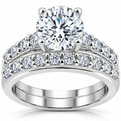 Bliss Diamond Certified 3ct Diamond Engagement Ring Wedding Band Set 14k Gold Lab Grown In 14k White Gold